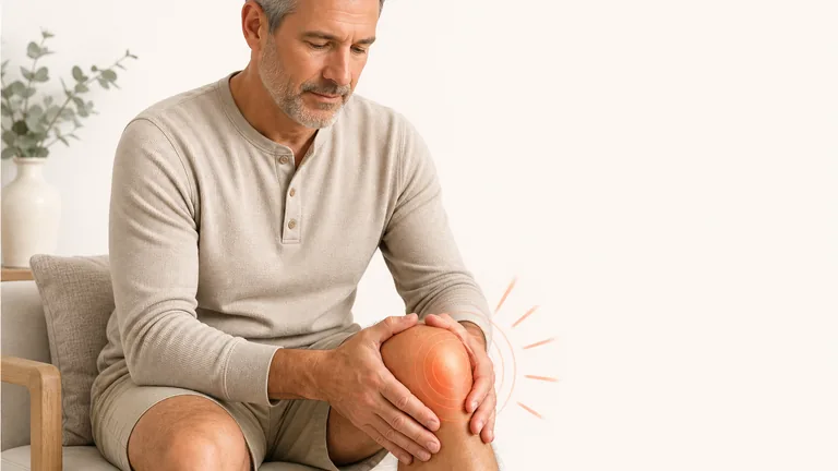 Middle-aged man holding a painful knee