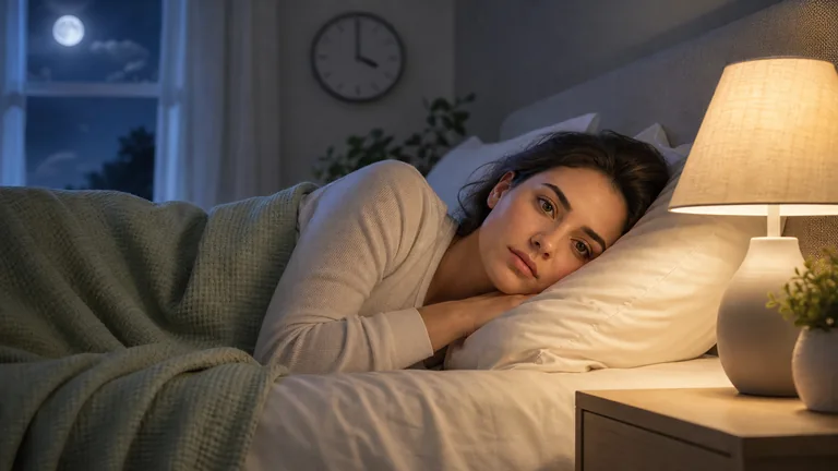Person lying awake at night
